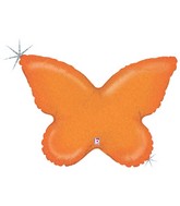 30" Holographic Solid Color Butterfly Orange Balloon