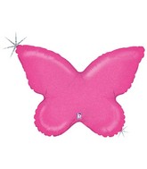 30" Holographic Solid Color Butterfly Pink Balloon