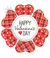 43" Holographic Shape Valentine Heart Flower Plaid Balloon