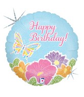 18" Holographic Balloon Pastel Butterfly Birthday