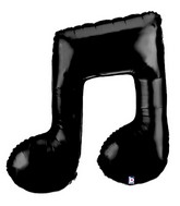 40" Black Beamed Music Note Balloon