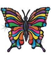 33" Holographic Multicolour Butterfly Balloon