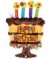 34" Holographic Shape Balloon Chocolate Birthday Cake