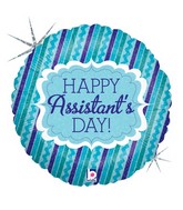 18" Holographic Balloon Assistant's Day Stripes