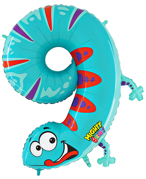 40" Number 9 "Gecko" Jumbo Balloon (Polybag)