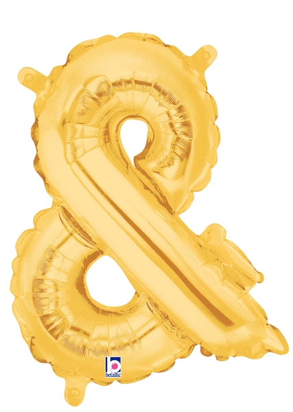 14" Airfill Only (Self Sealing) Megaloon Jr. Shape Ampersand Gold Balloon