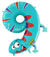 40" Number 9 "Gecko" Jumbo Balloon (Polybag)