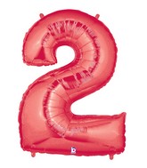 40" Large Number Balloon 2 Red