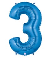 40" Large Number Balloon 3 Blue