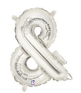 14" Airfill Only (self sealing) Megaloon Jr. Shape Ampersand Silver Balloon