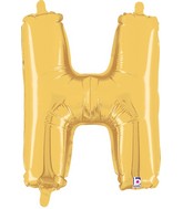14" Airfill Only (self sealing) Megaloon Jr. Shape H Gold Balloon
