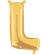 14" Airfill Only (self sealing) Megaloon Jr. Shape L Gold Balloon