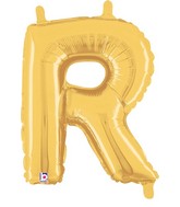 14" Airfill Only (Self Sealing) Megaloon Jr. Shape R Gold Balloon