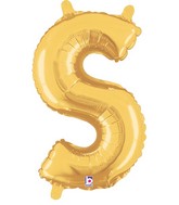 14" Airfill Only (Self Sealing) Megaloon Jr. Shape S Gold Balloon