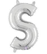 14" Airfill Only (self sealing) Megaloon Jr. Shape S Silver Balloon