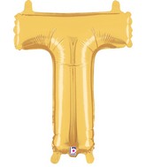 14" Airfill Only (self sealing) Megaloon Jr. Shape T Gold Balloon