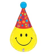 33" Multi-Sided Smiley Party Hat Balloon