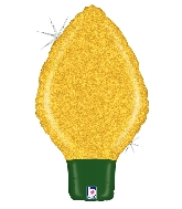 22" Holographic Shape Balloon Glittering Lightbulb Yellow