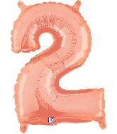 14" Airfill Only (self sealing) Megaloon Jr. Number 2 Rose Gold Balloon