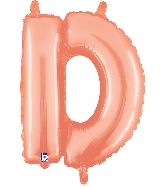 14" Airfill Only (self sealing) Megaloon Jr. Letter D Rose Gold Balloon