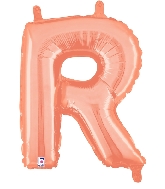 14" Airfill Only (Self Sealing) Megaloon Jr. Letter R Rose Gold Balloon