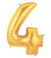 7" Airfill (requires heat sealing) Megaloon Jr. Number Balloon 4 Gold