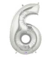 7" Airfill Only (requires heat sealing) Megaloon Jr. Number Balloon 6 Silver