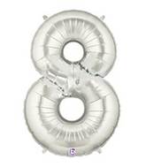 7" Airfill Only (requires heat sealing) Megaloon Jr. Number Balloon 8 Silver