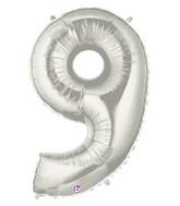 7" Airfill Only (requires heat sealing) Megaloon Jr. Number Balloon 9 Silver