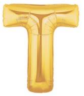 7" Airfill Only (requires heat sealing) Megaloon Jr. Letter Balloons T Gold