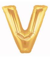 7" Airfill (requires heat sealing) Megaloon Jr. Letter Balloons V Gold