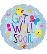 24" Get Well Birds and Butterflies Foil Balloon
