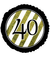 18" 40 Black & Gold Glitter Foil Balloon