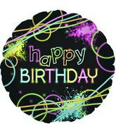 18" Glow Party Happy Birthday Foil Balloon