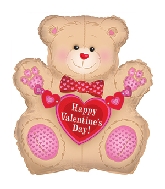 31" Happy Valentine's Day Tan Teddy Balloon
