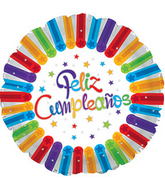 17" Feliz Cumpleanos Bright Stars Balloon Packaged (Spanish)