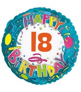18" Happy 18 Birthday Streamers Foil Balloon