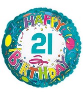 18" Happy 21 Birthday Streamers