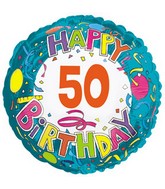 18" Happy 50 Birthday Streamers Foil Balloon