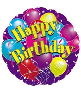 18" Happy Birthday Purple Balloons