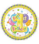 18" Happy First Birthday #1 Foil Balloon