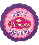 17" Happy Birthday Princess Pink Pearls Packaged Balloon