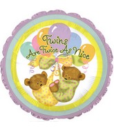 18" Twins are Twice as Nice Bears Foil Balloon
