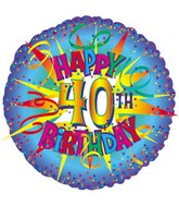 18" Happy Birthday 40th Burst