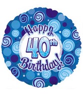18" Happy 40 Birthday Blue Dazzeloon