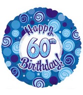 18" Happy 60th Birthday Blue Dazzeloon