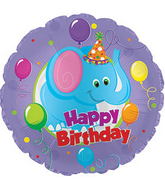 9" Airfill Only Happy Birthday Day Party Elephant Balloon