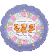 9" Airfill Only Baby Boy Patchwork Balloon