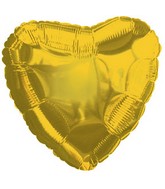 9" Airfill Only Yellow Gold Heart Foil Balloon