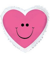 17" Pink Smiley Heart Mylar Balloon Packaged